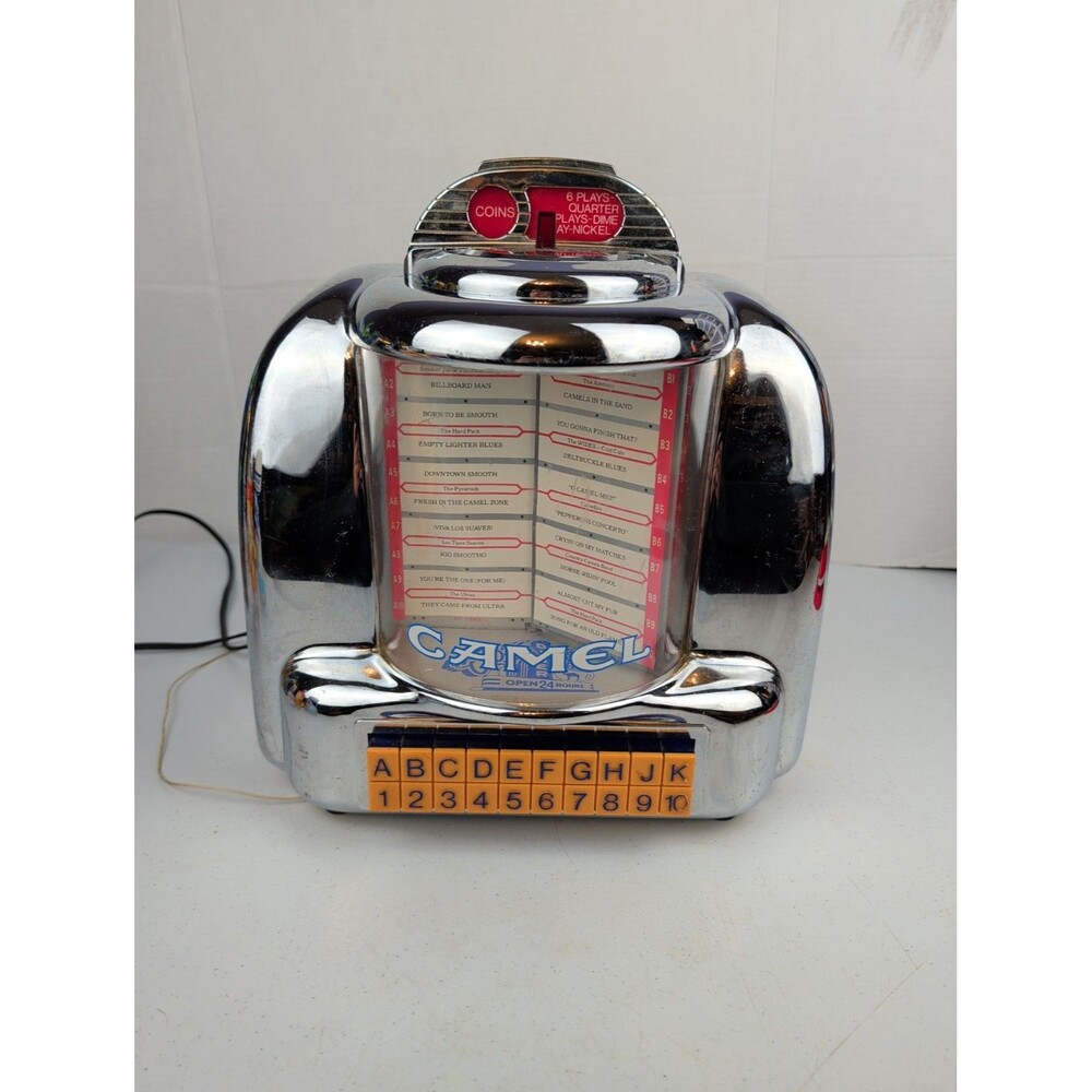 Camel Joeβs Diner Tabletop Jukebox Radio Cassette Player Chrome Lighted Works